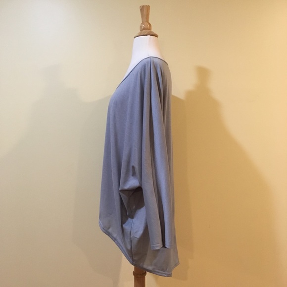 High Low 3/4 Dolman Sleeve Drapey Top Grey - Picture 4 of 5